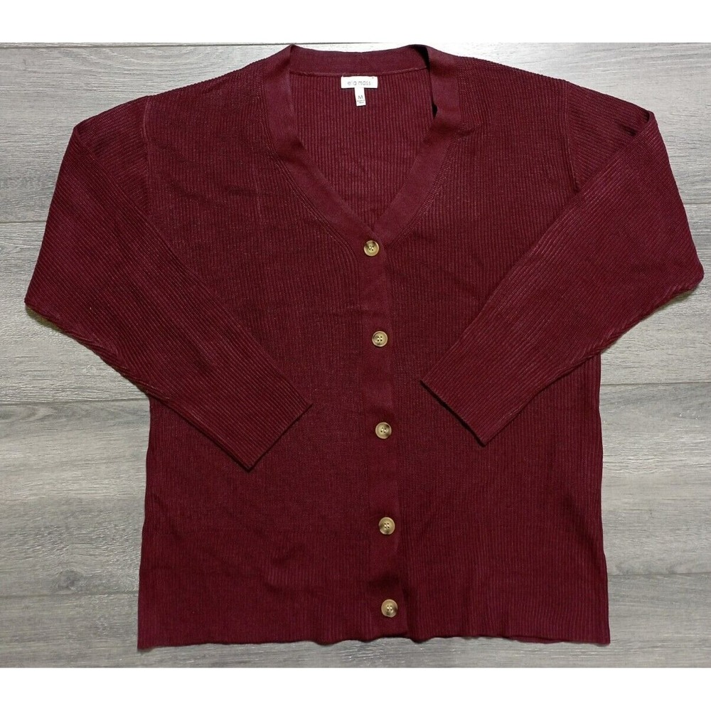 Ella Moss Button Up Cardigan Womens Medium Purple Knit V-Neck Sweater
